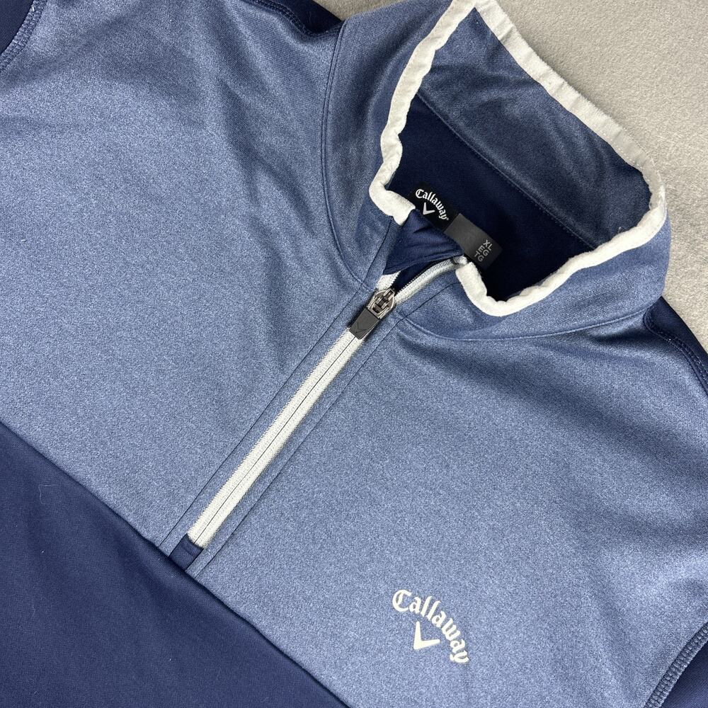 Callaway Long Sleeve Pullover Mens XL Blue 1/4 Zip Golf Stretch Pockets